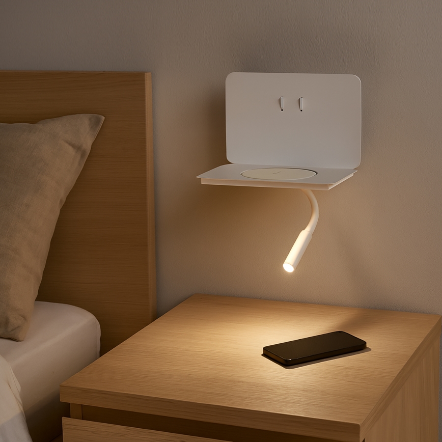 ONLI - LED elastīga galda lampa ar plauktu WIK LED/6,5W/230V + LED/3W balta
