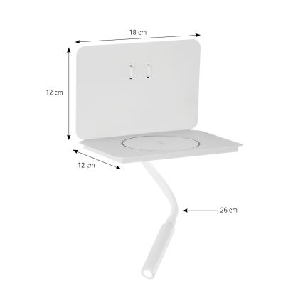 ONLI - LED elastīga galda lampa ar plauktu WIK LED/6,5W/230V + LED/3W balta