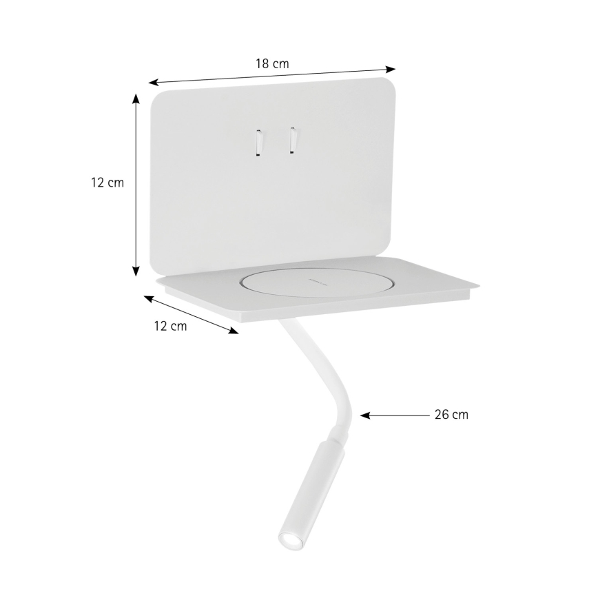 ONLI - LED elastīga galda lampa ar plauktu WIK LED/6,5W/230V + LED/3W balta