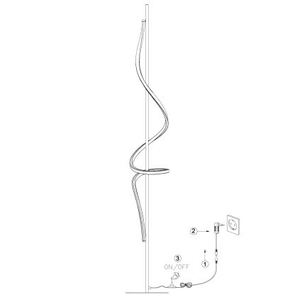 ONLI - LED Grīdas stāvlampa TWIST LED/24W/230V 4000K melna