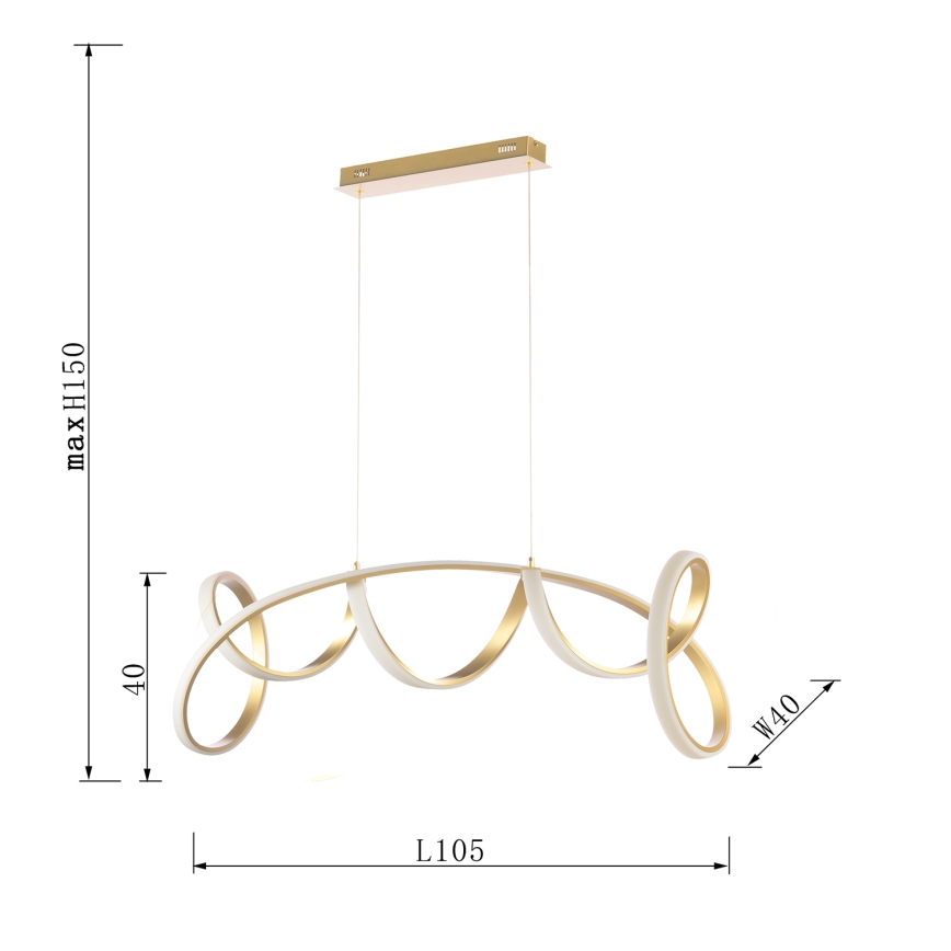 ONLI - LED Lustra ar auklu KIRA LED/60W/230V 4000K zelta