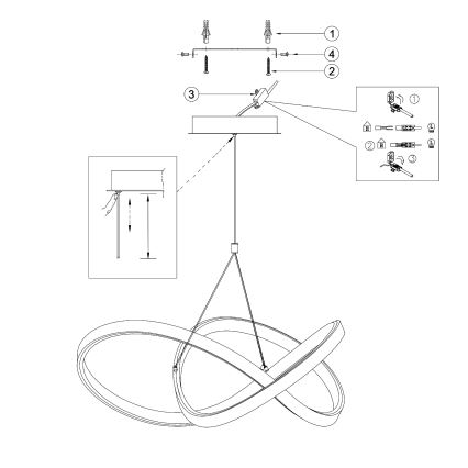 ONLI - LED Lustra ar auklu LOOP LED/40W/230V 4000K spīdīgi hromēts