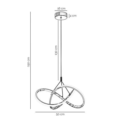 ONLI - LED Lustra ar auklu LOOP LED/40W/230V 4000K spīdīgi hromēts