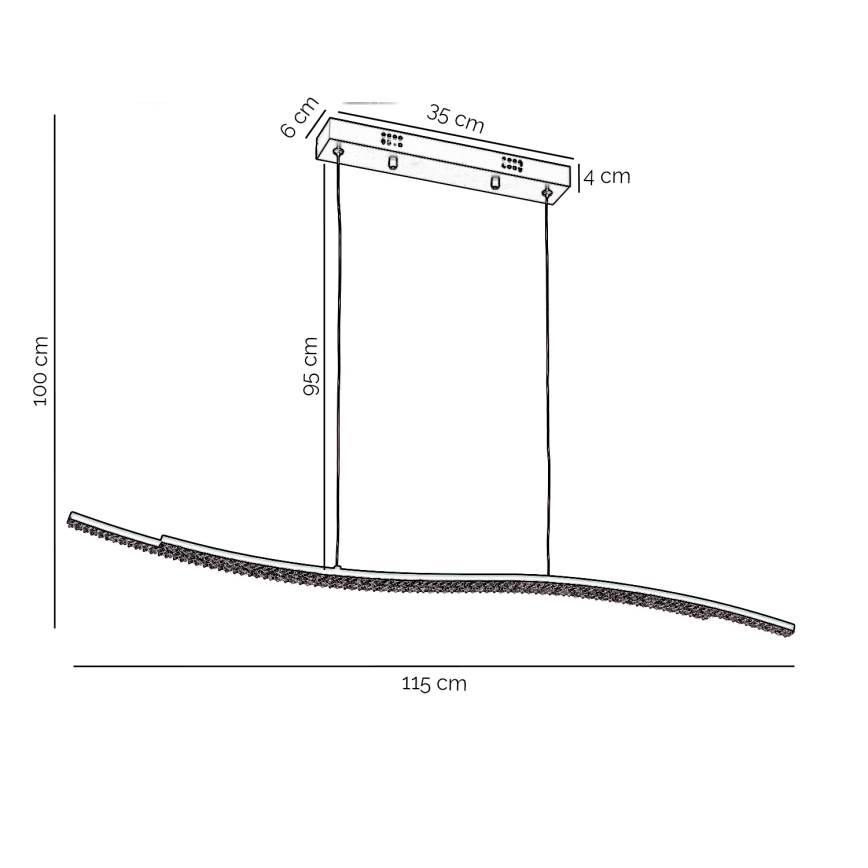 ONLI - LED Lustra ar auklu ONDA LED/30W/230V 4000K melna