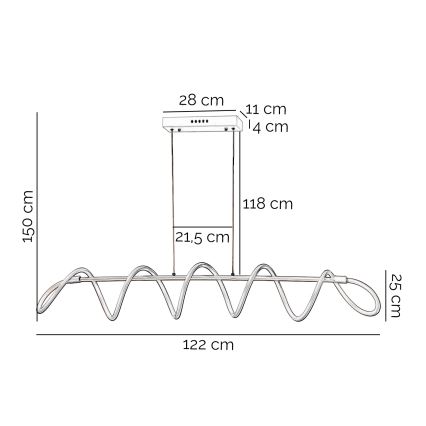 ONLI - LED Lustra ar auklu SPIRALE LED/72W/230V 3000K balta