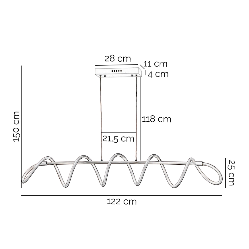 ONLI - LED Lustra ar auklu SPIRALE LED/72W/230V 3000K balta