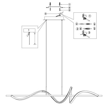 ONLI - LED Lustra ar auklu TWIST LED/30W/230V 4000K melna