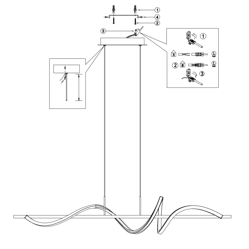 ONLI - LED Lustra ar auklu TWIST LED/30W/230V 4000K melna