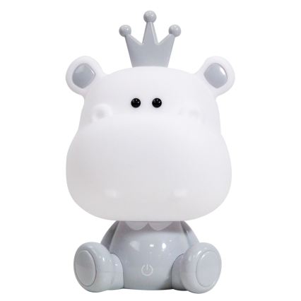 ONLI - LED regulējama bērnu naktslampiņa PUPPIES LED/3W/230V 25 cm nīlzirgs/pelēks