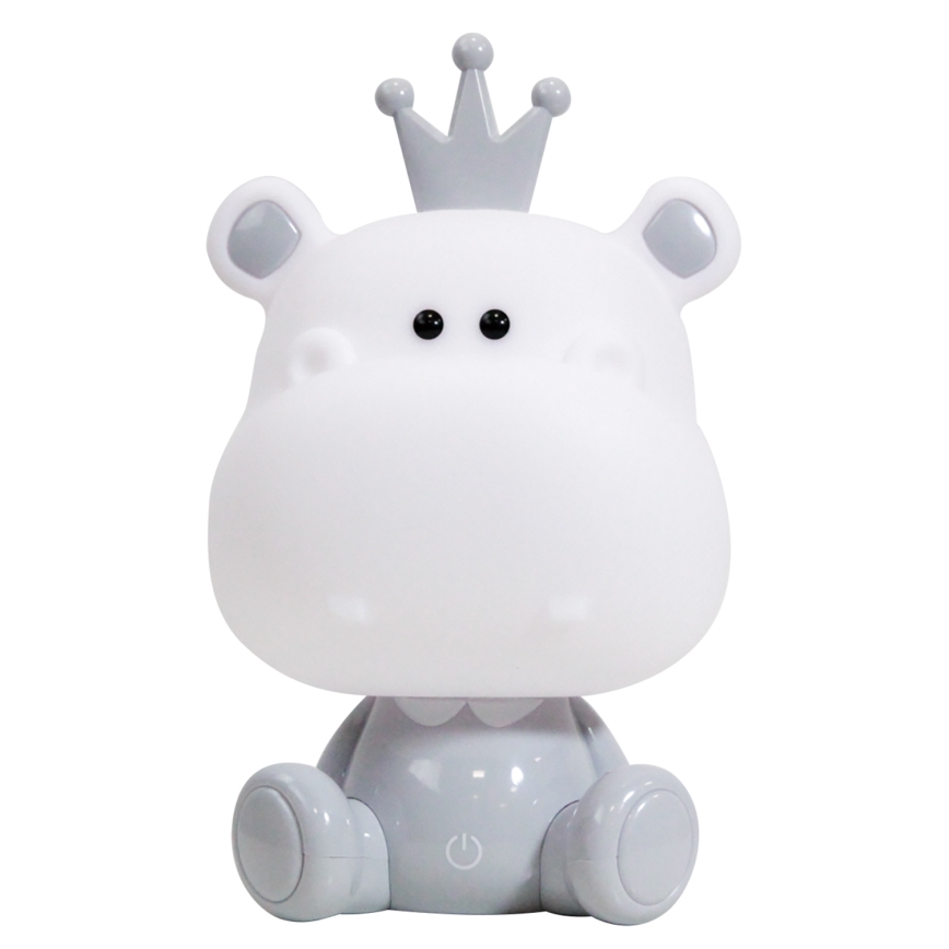 ONLI - LED regulējama bērnu naktslampiņa PUPPIES LED/3W/230V 25 cm nīlzirgs/pelēks