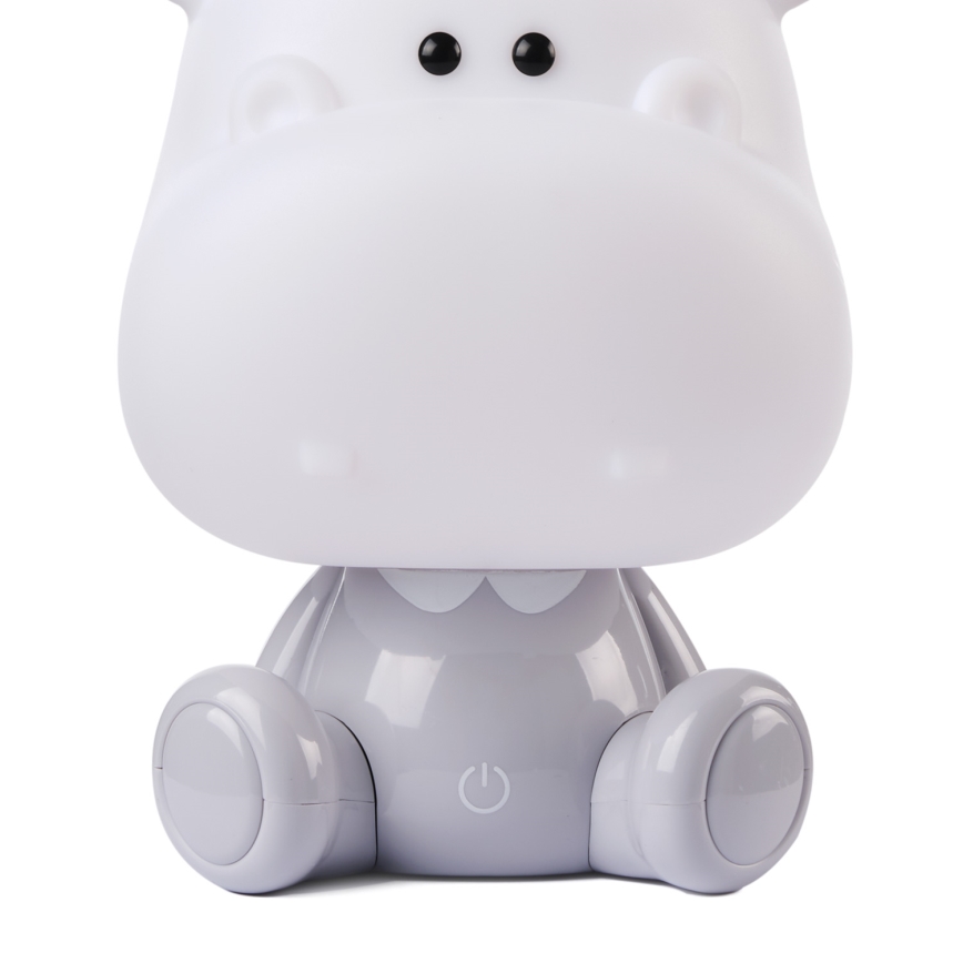 ONLI - LED regulējama bērnu naktslampiņa PUPPIES LED/3W/230V 25 cm nīlzirgs/pelēks