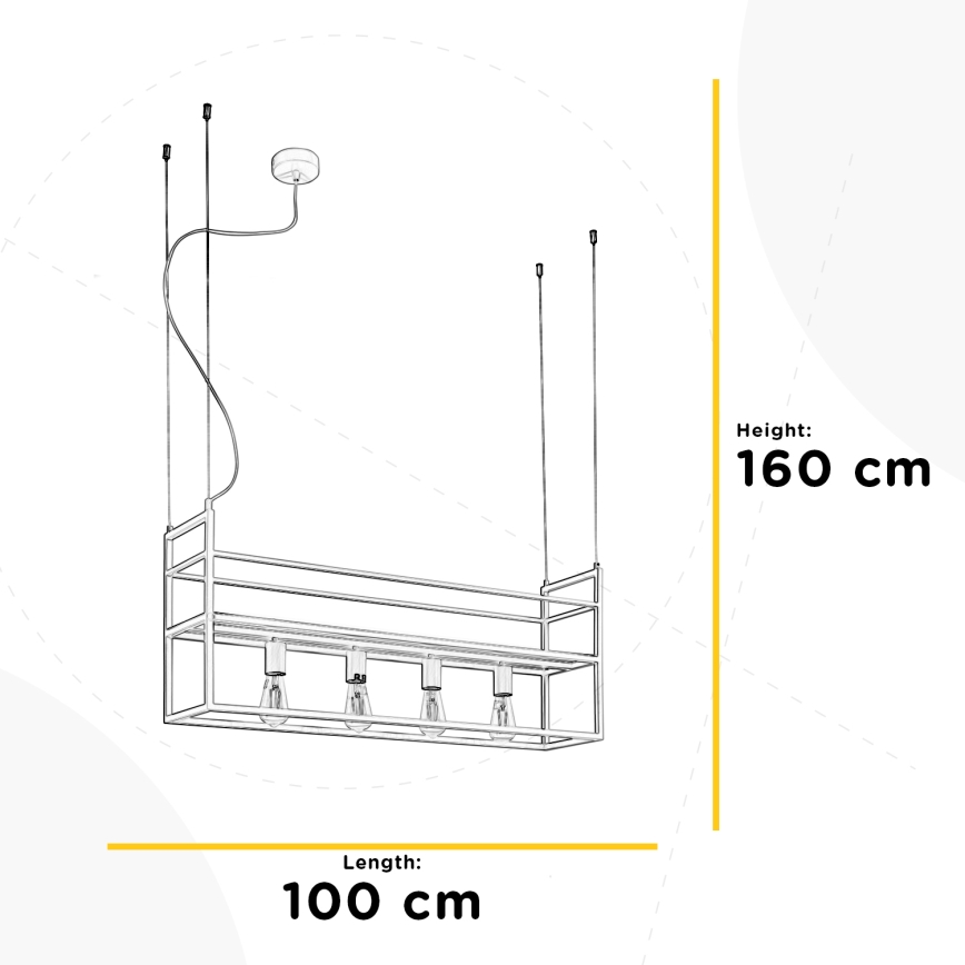 ONLI - Lustra ar auklu ar plauktu JEFFER 4xE27/22W/230V balta