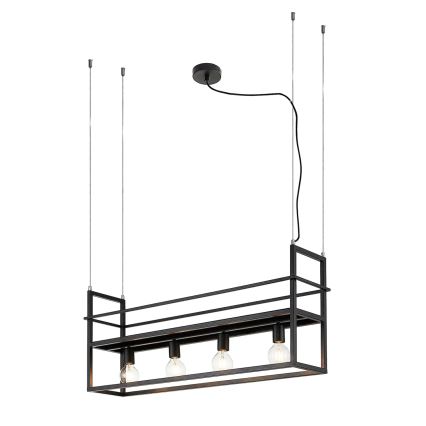 ONLI - Lustra ar auklu ar plauktu JEFFER 4xE27/22W/230V melna