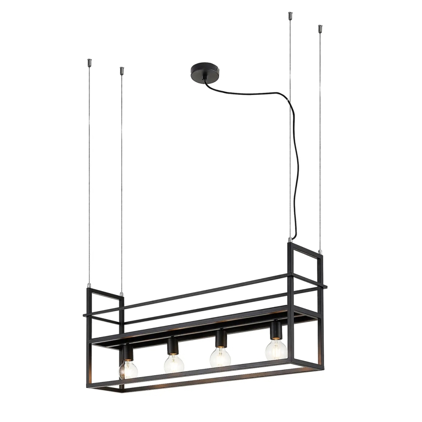 ONLI - Lustra ar auklu ar plauktu JEFFER 4xE27/22W/230V melna