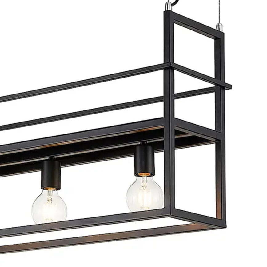 ONLI - Lustra ar auklu ar plauktu JEFFER 4xE27/22W/230V melna