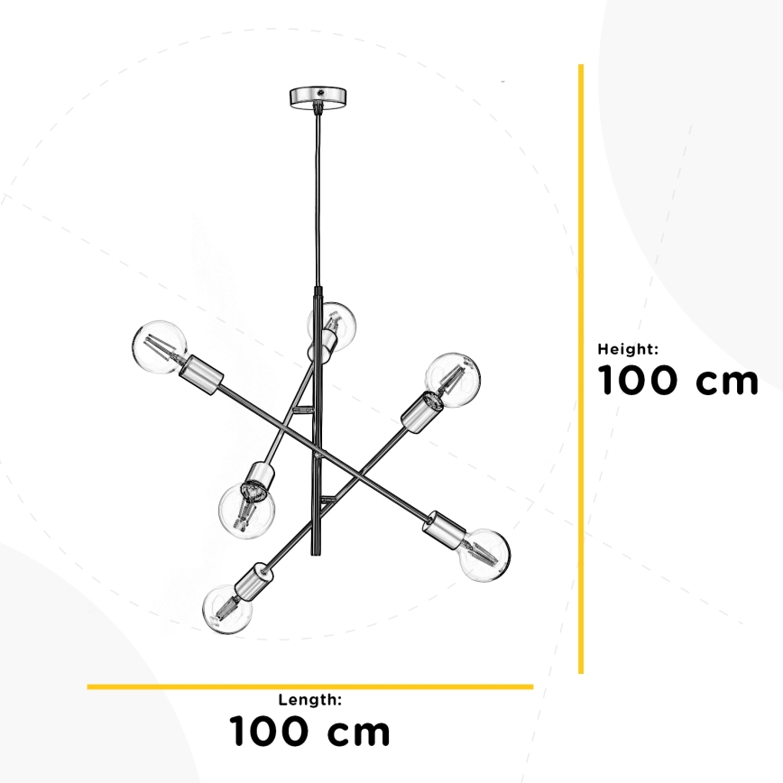 ONLI - Lustra ar auklu CROSS 6xE27/22W/230V