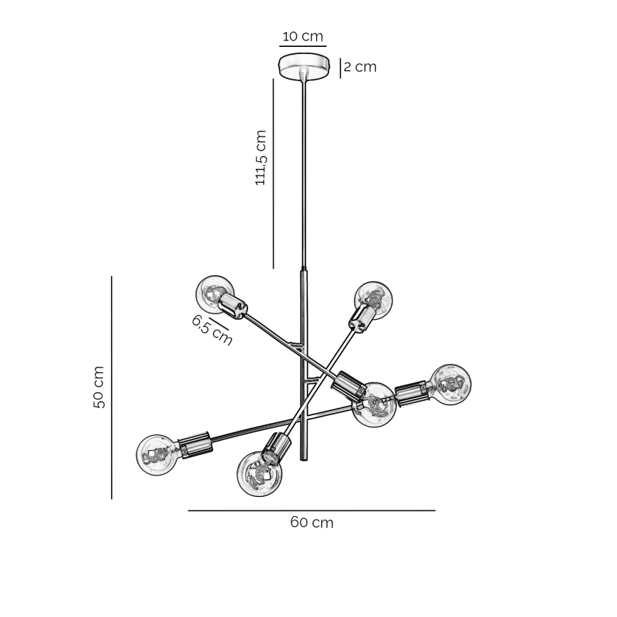 ONLI - Lustra ar auklu CROSS 6xE27/22W/230V melna/misiņš