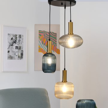 ONLI - Lustra ar auklu DOROTY 1xE27/22W/230V zila/zelta