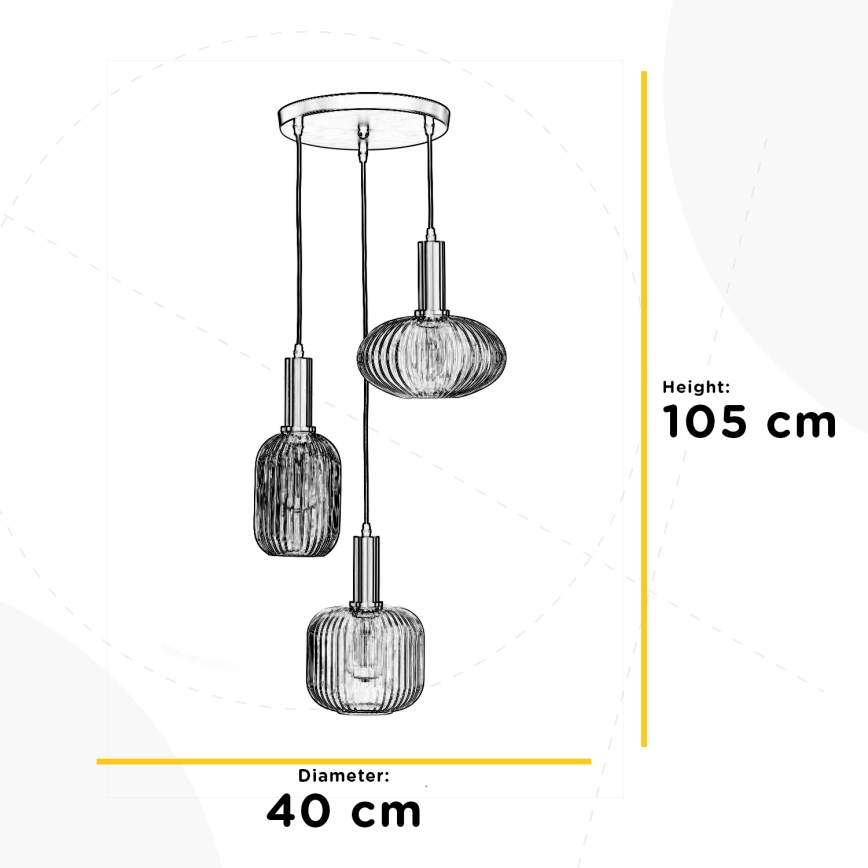 ONLI - Lustra ar auklu DOROTY 1xE27/22W/230V zila/zelta
