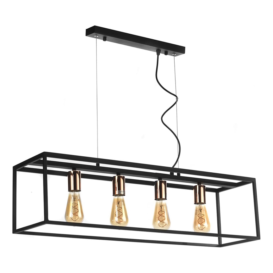 ONLI - Lustra ar auklu FLOKI 4xE27/15W/230V melna/varš