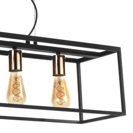 ONLI - Lustra ar auklu FLOKI 4xE27/15W/230V melna/varš