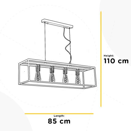 ONLI - Lustra ar auklu FLOKI 4xE27/15W/230V melna/varš