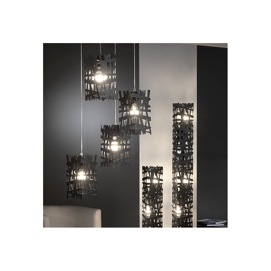 ONLI - Lustra ar auklu FORESTA 1xE27/15W/230V melna