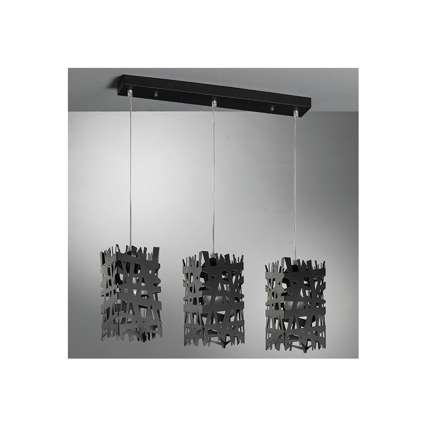 ONLI - Lustra ar auklu FORESTA 3xE27/15W/230V melna