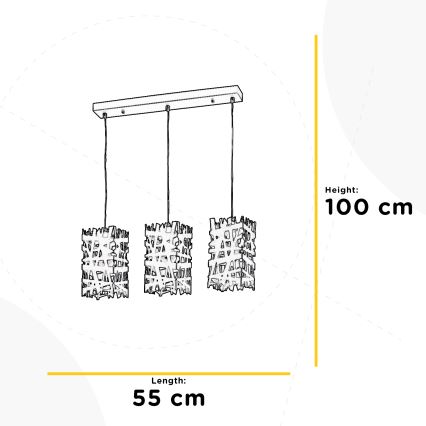 ONLI - Lustra ar auklu FORESTA 3xE27/15W/230V melna