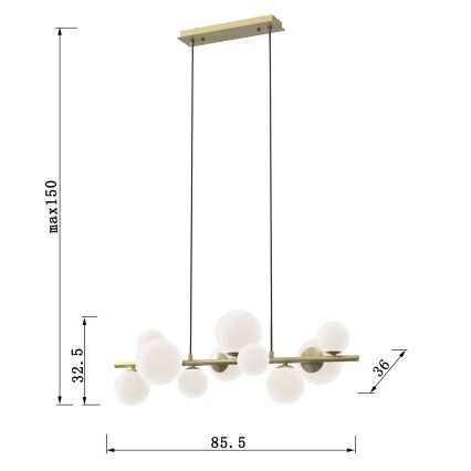 ONLI - Lustra ar auklu PALOMA 10xG9/10W/230V zelta