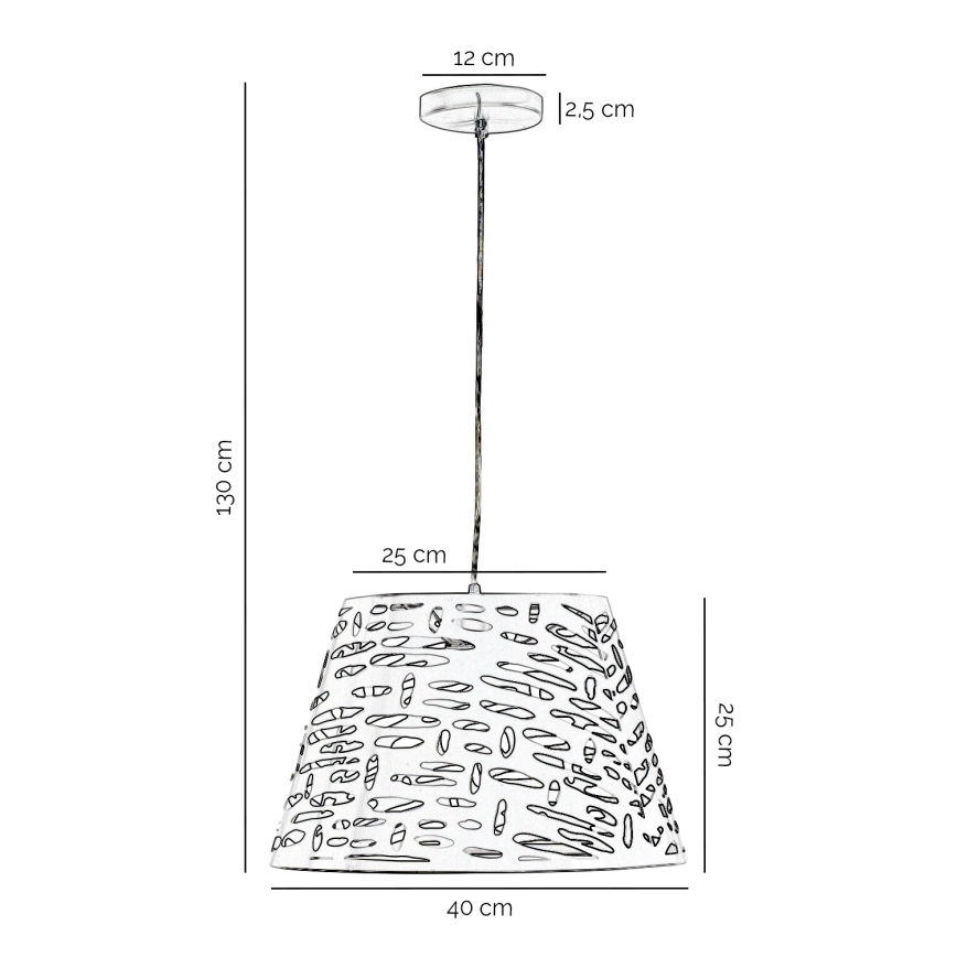 ONLI - Lustra ar auklu RICKY 1xE27/15W/230V d. 40 cm balta