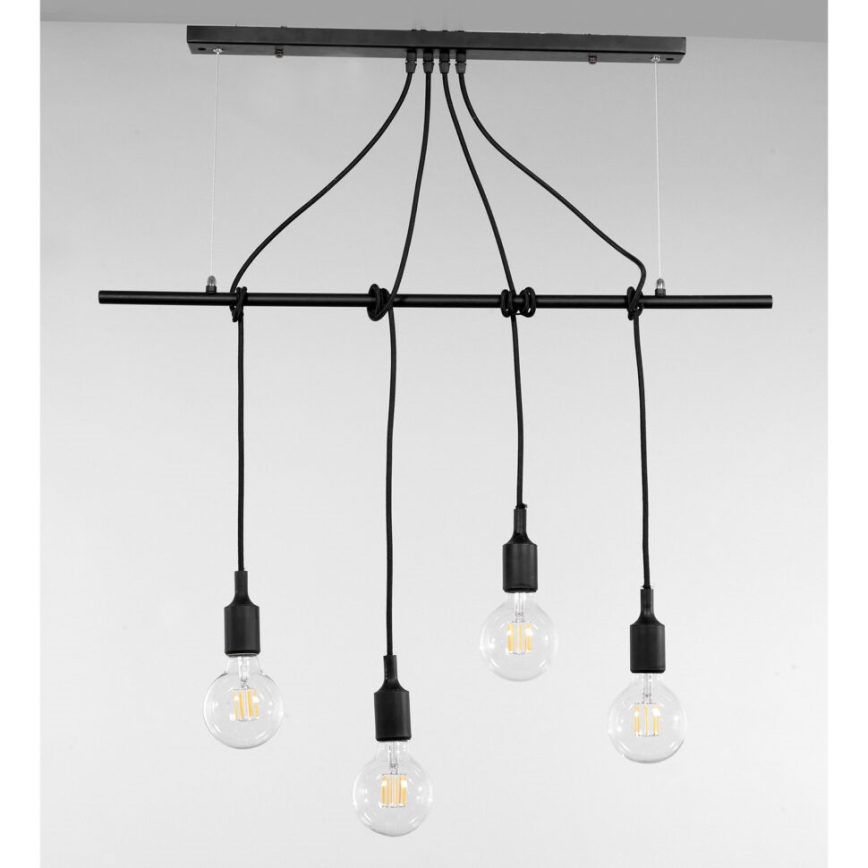 ONLI - Lustra ar auklu WIRE 4xE27/15W/230V melna