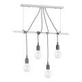 ONLI - Lustra ar auklu WIRE 4xE27/15W/230V pelēka/balta