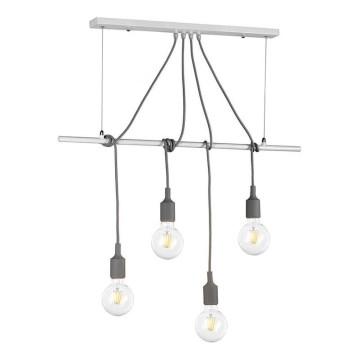 ONLI - Lustra ar auklu WIRE 4xE27/15W/230V pelēka/balta