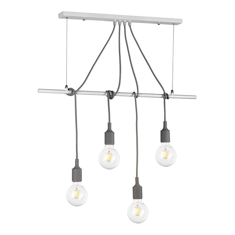ONLI - Lustra ar auklu WIRE 4xE27/15W/230V pelēka/balta