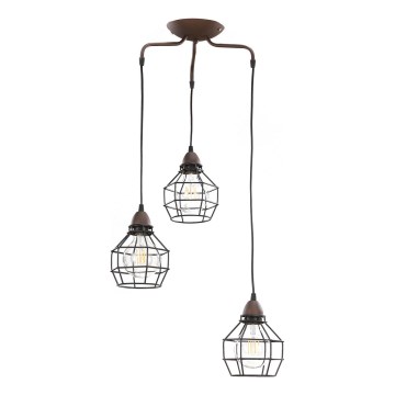 ONLI - Lustra ar auklu ZIRNEKLIS 3xE27/15W/230V melna/brūna