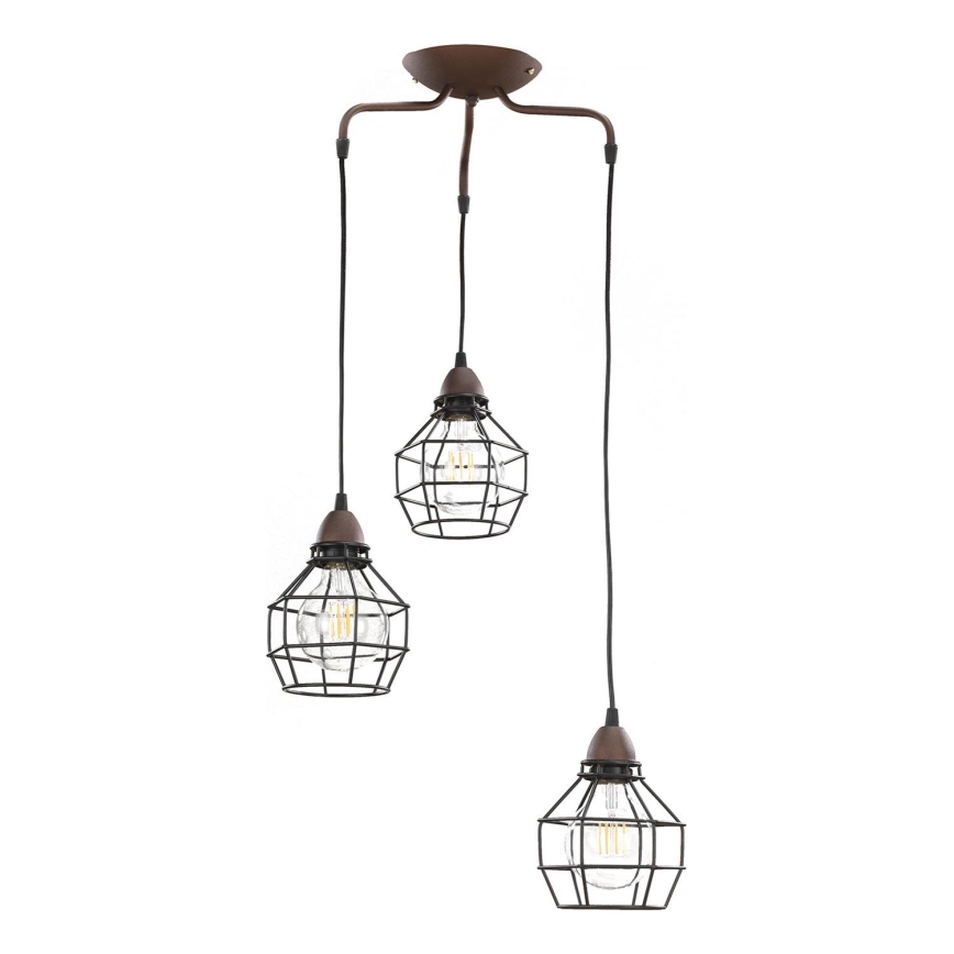 ONLI - Lustra ar auklu ZIRNEKLIS 3xE27/15W/230V melna/brūna