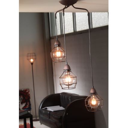 ONLI - Lustra ar auklu ZIRNEKLIS 3xE27/15W/230V melna/brūna