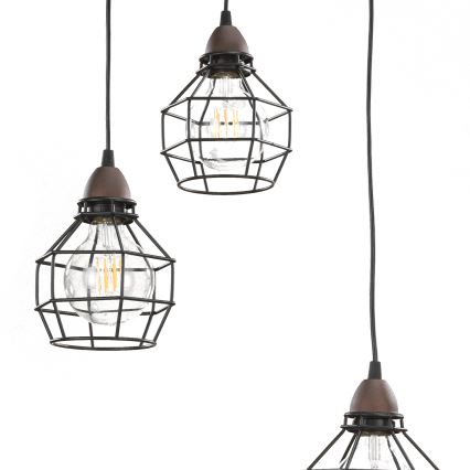 ONLI - Lustra ar auklu ZIRNEKLIS 3xE27/15W/230V melna/brūna