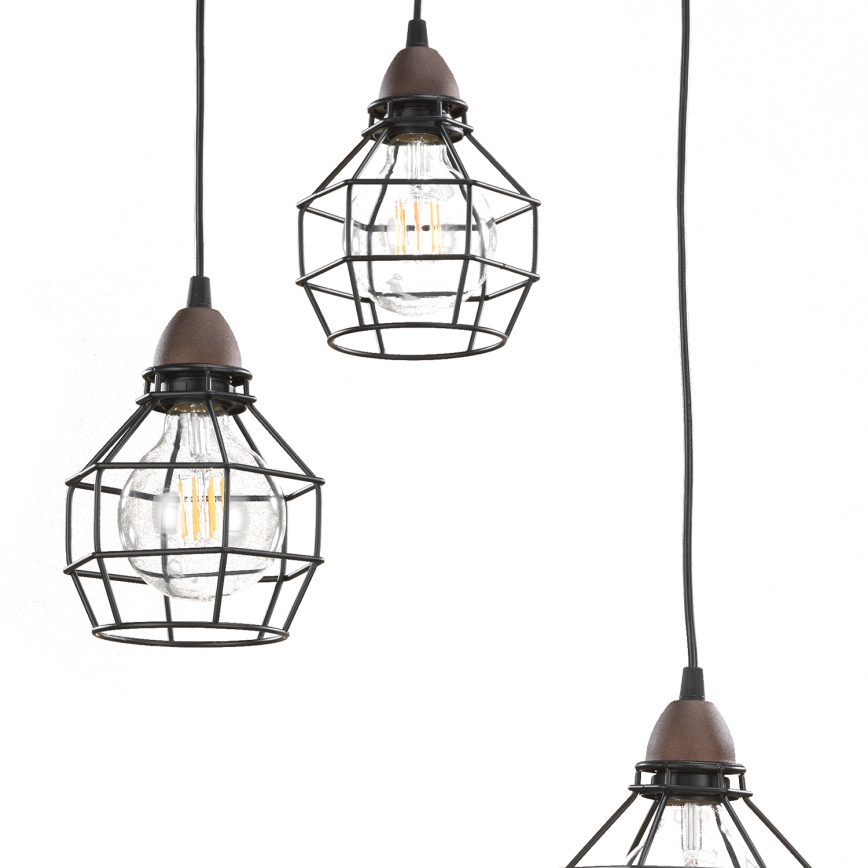ONLI - Lustra ar auklu ZIRNEKLIS 3xE27/15W/230V melna/brūna