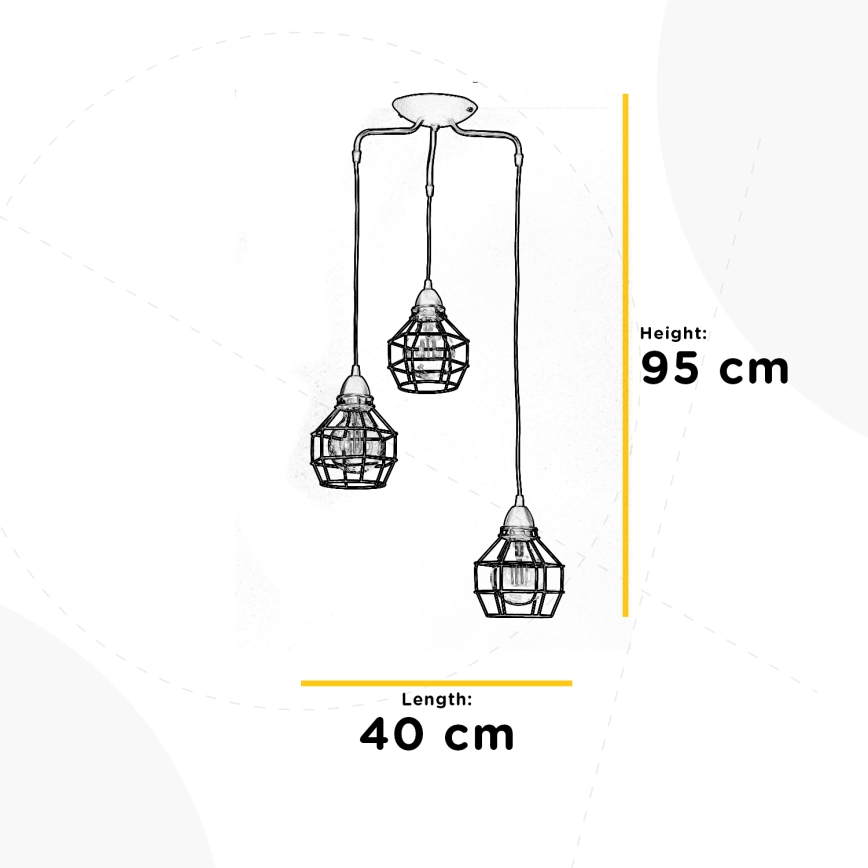 ONLI - Lustra ar auklu ZIRNEKLIS 3xE27/15W/230V melna/brūna