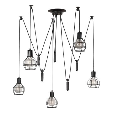 ONLI - Lustra ar auklu ZIRNEKLIS 5xE27/15W/230V zirneklis melna