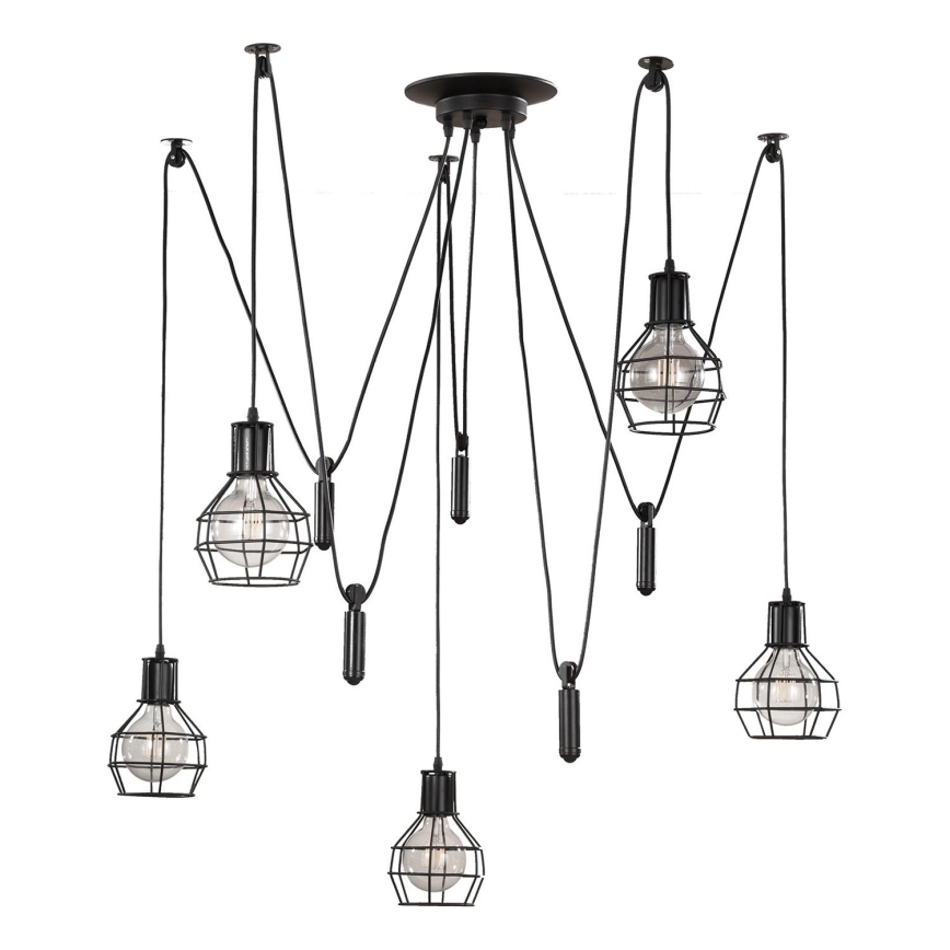 ONLI - Lustra ar auklu ZIRNEKLIS 5xE27/15W/230V zirneklis melna