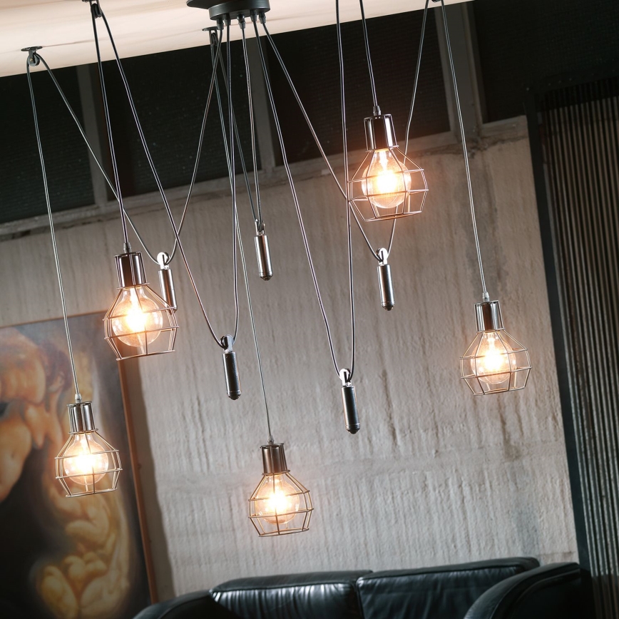 ONLI - Lustra ar auklu ZIRNEKLIS 5xE27/15W/230V zirneklis melna