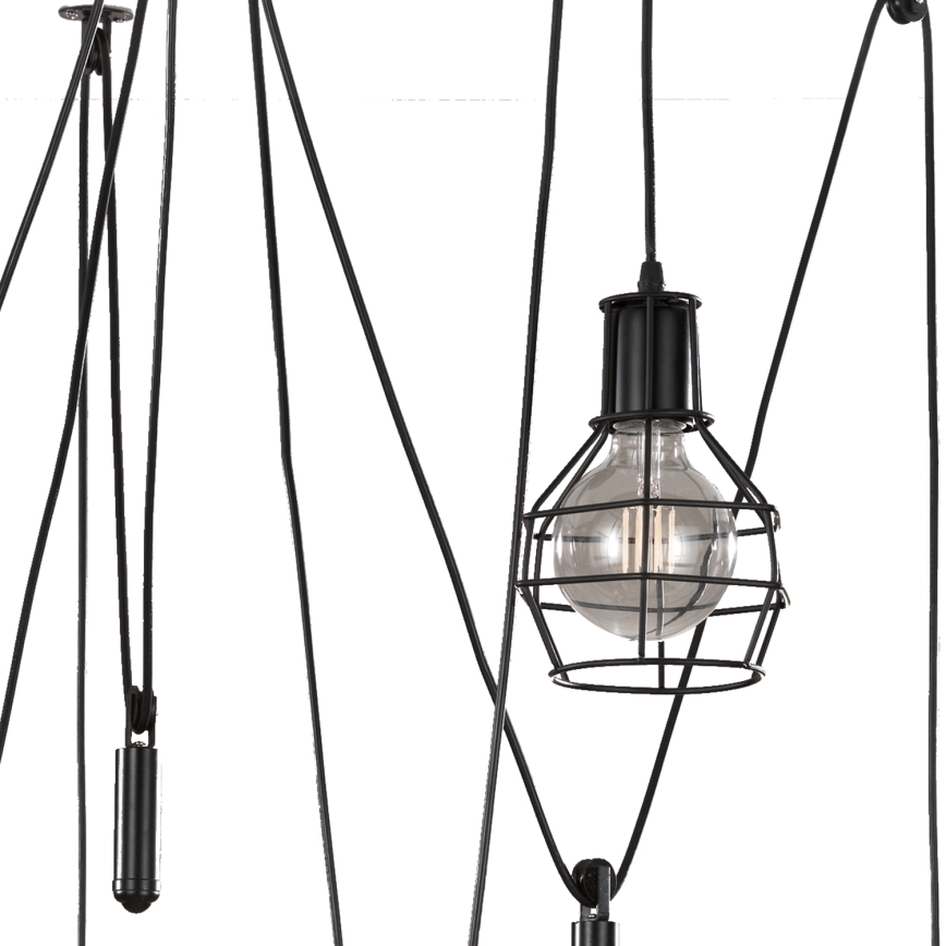 ONLI - Lustra ar auklu ZIRNEKLIS 5xE27/15W/230V zirneklis melna