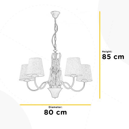 ONLI - Lustra ar ķēdi AGAR 5xE14/6W/320V d. 80 cm