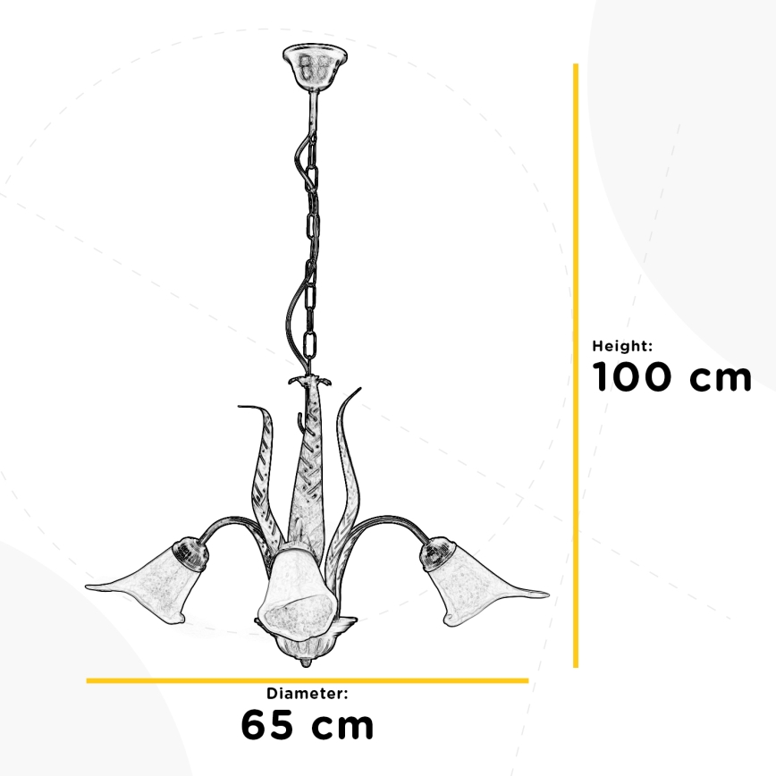 ONLI - Lustra ar ķēdi ALGA 3xE14/6W/230V bronza