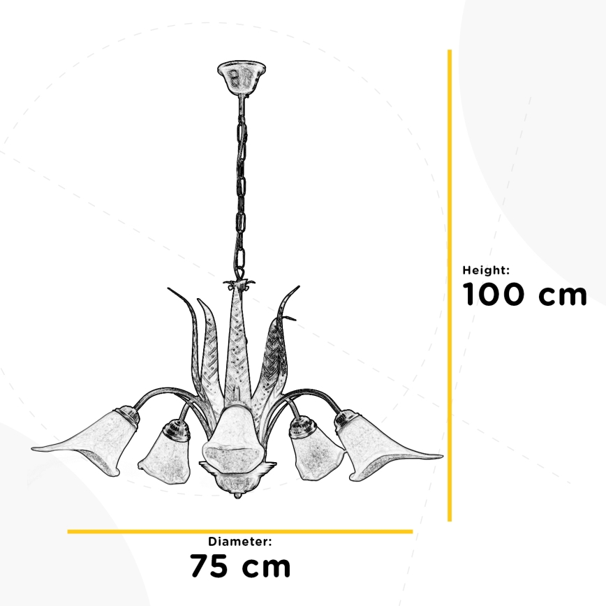 ONLI - Lustra ar ķēdi ALGA 5xE14/6W/230V bronza