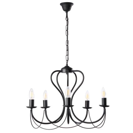 ONLI - Lustra ar ķēdi CANDELA 5xE14/6W/230V melna