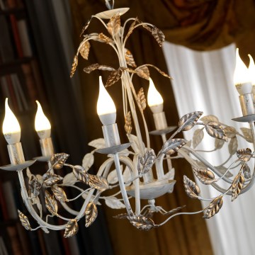 ONLI - Lustra ar ķēdi COLLANA 6xE14/6W/230V balta/zelta